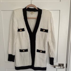 L’AGENCE Elegant White and Black Cardigan
